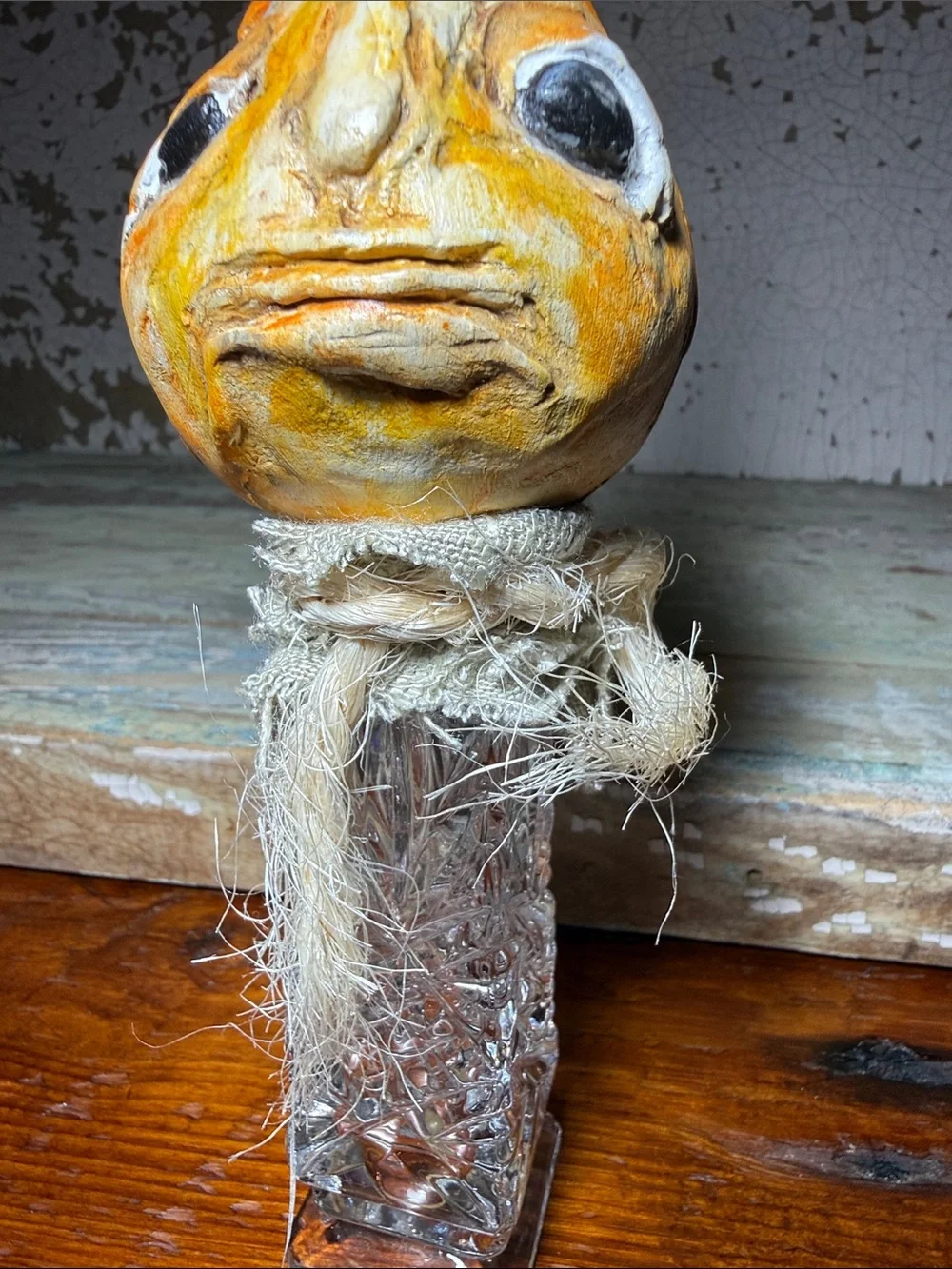 🎃 Grumpy Gourd Guy Yellow/Orange Decorative Halloween - Handmade